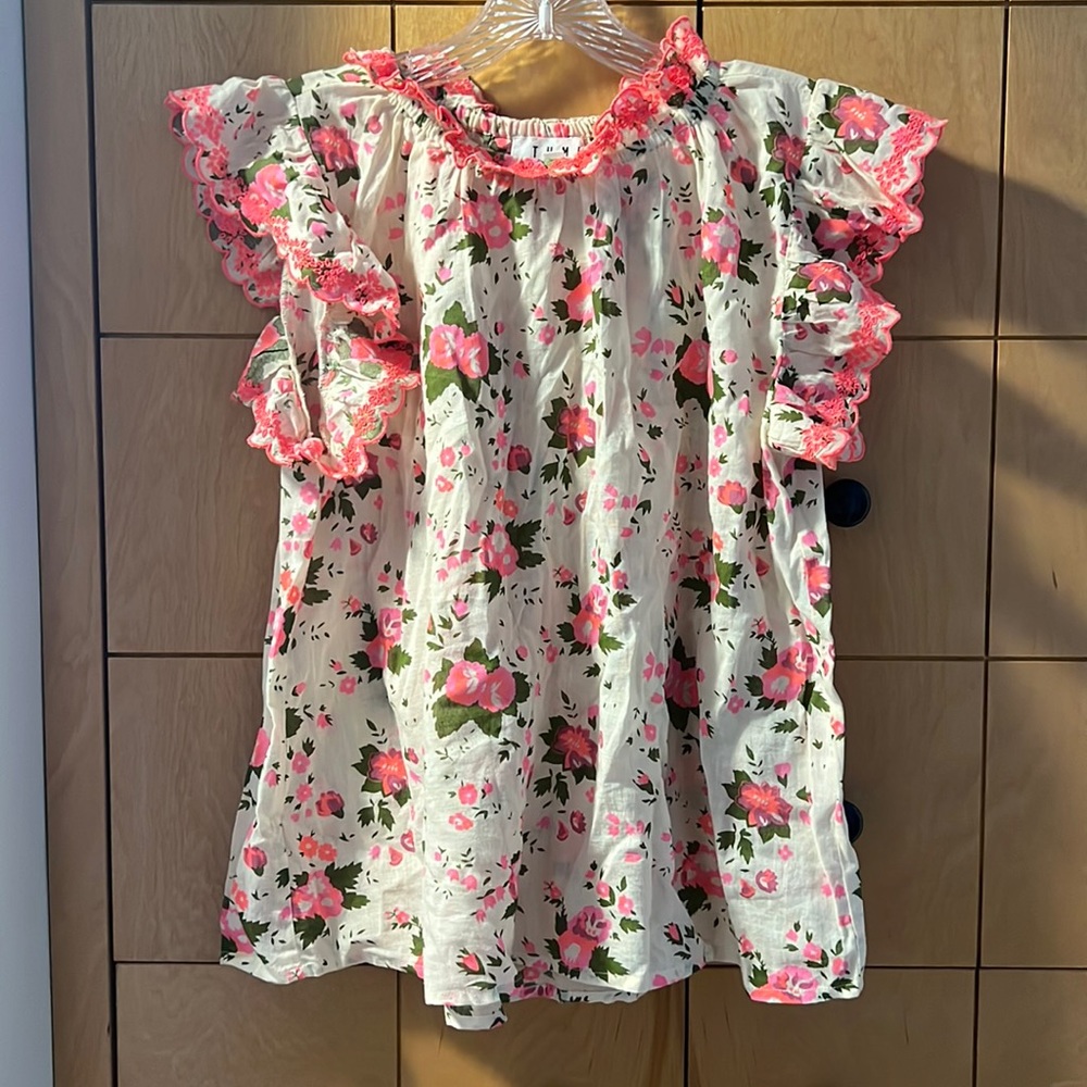 Pink floral blouse